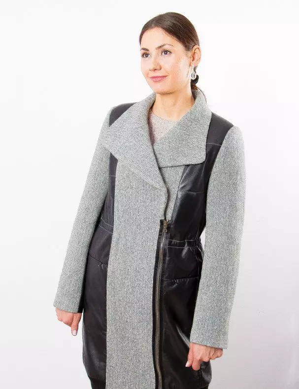 Combined Coat (45 Photos): Women's Models of 2 Fabrics and With A Cloak 376_38
