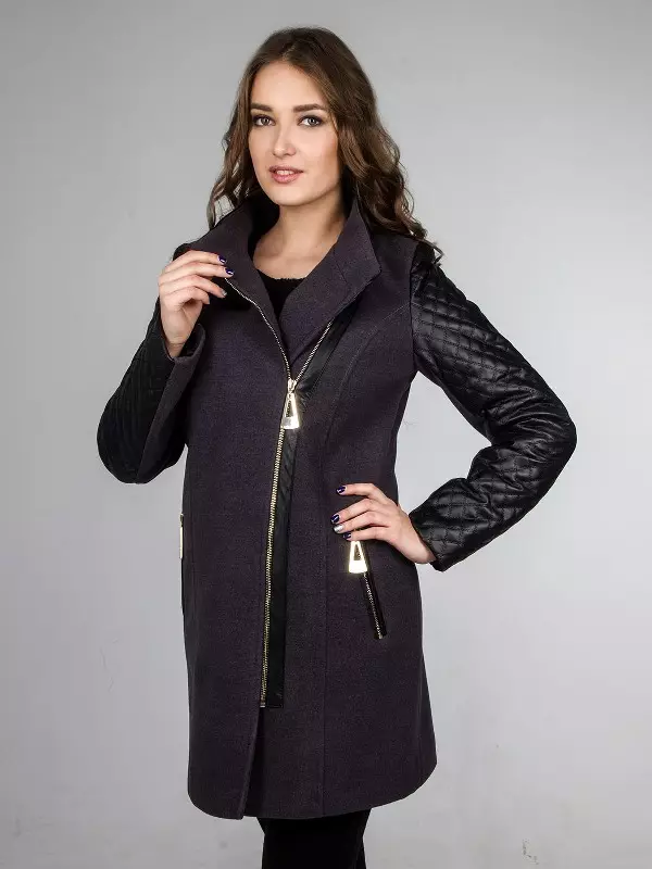 Combined Coat (45 Photos): Women's Models of 2 Fabrics and With A Cloak 376_6
