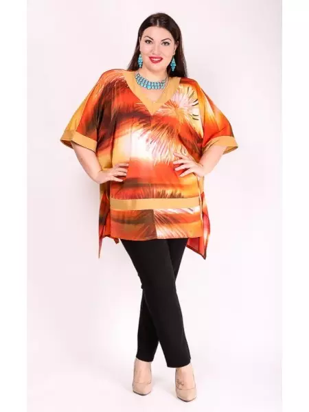 Marichi roupas de tamanho grande (49 fotos): Blusas e túnicas moda femininas, calções e vestidos para mulheres de luxo 3877_31