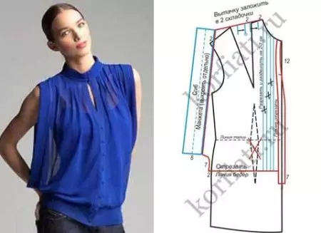 Modelul de bluze (75 de fotografii): Cum să coaseți cu ușurință și rapid cu propriile mâini de vară de la Chiffon, Master Class pentru modelele fără mâneci Novice 3916_11