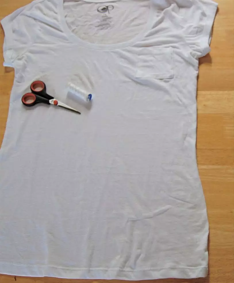 Sådan laver du en stilfuld T-shirt fra en T-shirt: Sådan skæres og ændrer sig i T-shirt, hvordan man laver en skjorte-alkoholiker 3924_46