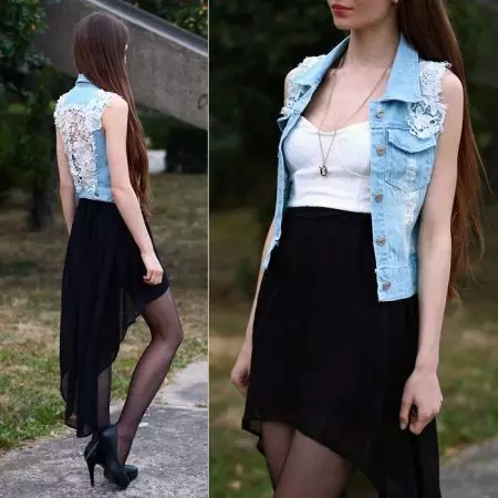 Meriv çawa merivek ji qîzek Denim çêke: Vesta Fashion ji Jeans Old 3928_20