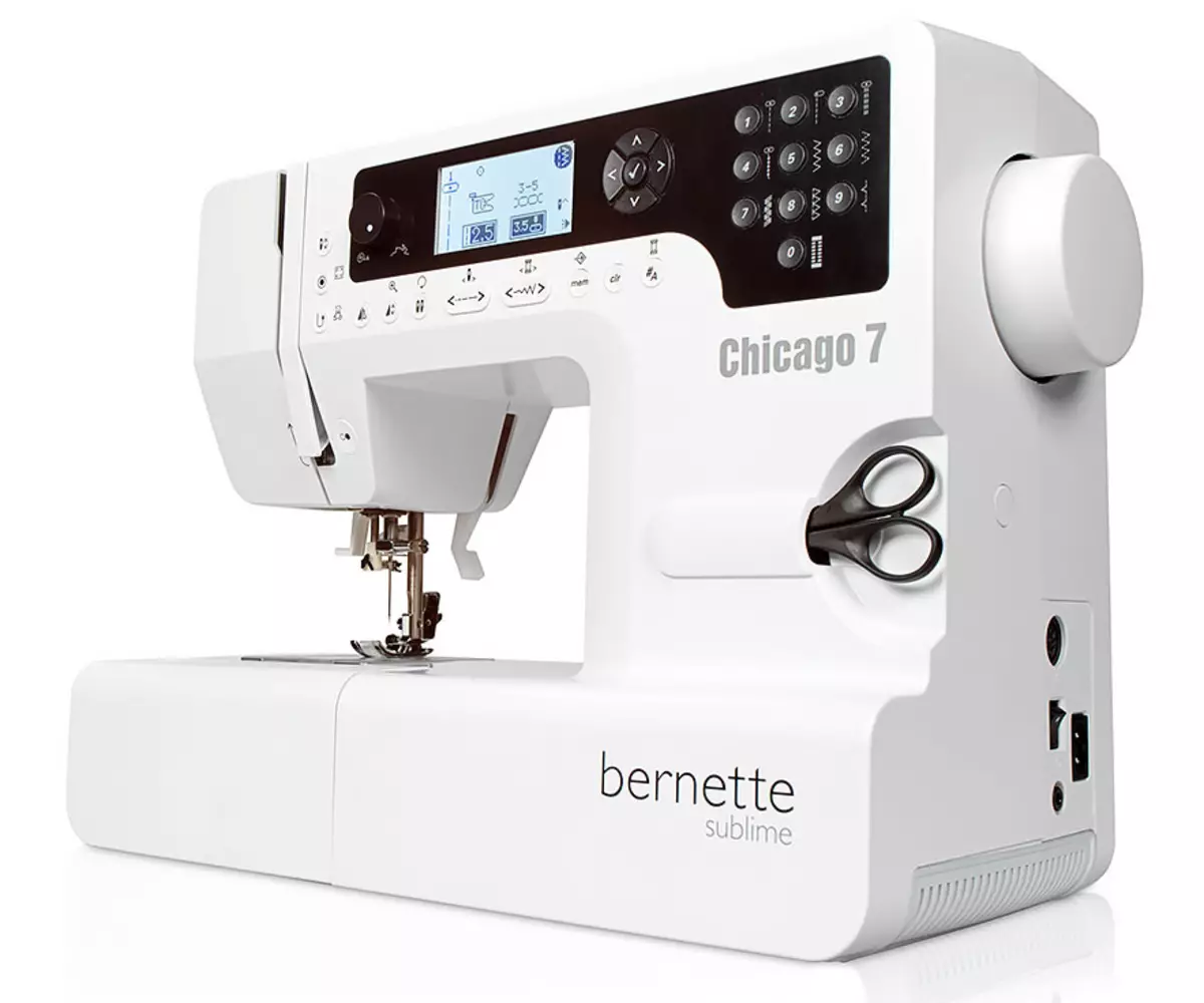 Siuvimo ir siuvinėjimo mašinos: Pfaff, Bernina Bernette Čikagos 7 ir kitos mašinos su siuvinėjimo bloku. Pasirenkant geresnę rašomąją mašiną 3950_27