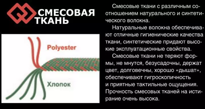 Խառը գործվածքներ. Ինչ է դա: Ինչ հատկություններ ունեք: Նյութի կազմը եւ բնութագրերը: Ինչպես ջնջել խառնուրդը: 3994_12