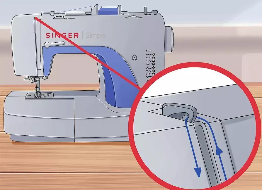 Hoe draad in Singer Naaimachine te herstellen? Tankende draden in een dobbelt van een oude typemachine. Schema voor Amerikaanse modellen 4068_12