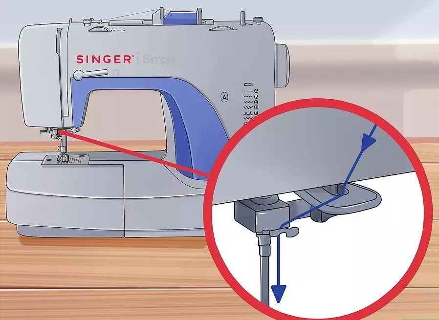 Hoe draad in Singer Naaimachine te herstellen? Tankende draden in een dobbelt van een oude typemachine. Schema voor Amerikaanse modellen 4068_13