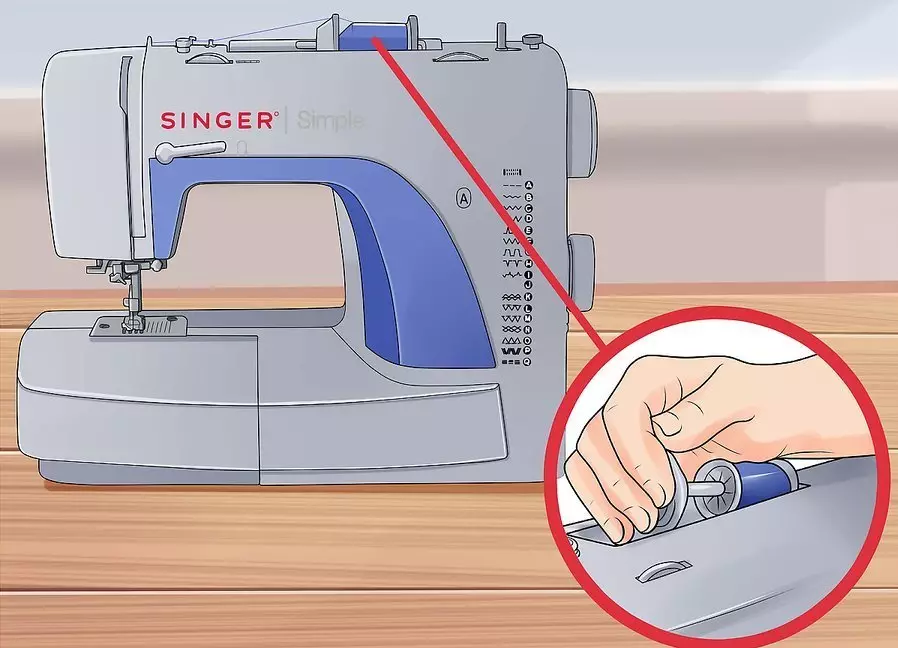 Hoe draad in Singer Naaimachine te herstellen? Tankende draden in een dobbelt van een oude typemachine. Schema voor Amerikaanse modellen 4068_3