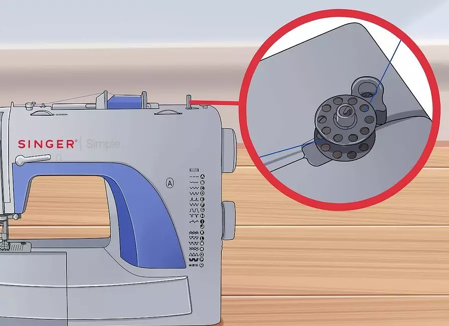 Kuidas kinnitada lõnga laulja õmblusmasinas? Tankimise niidid vana kirjutusmasina bobbingis. American mudelite skeem 4068_6