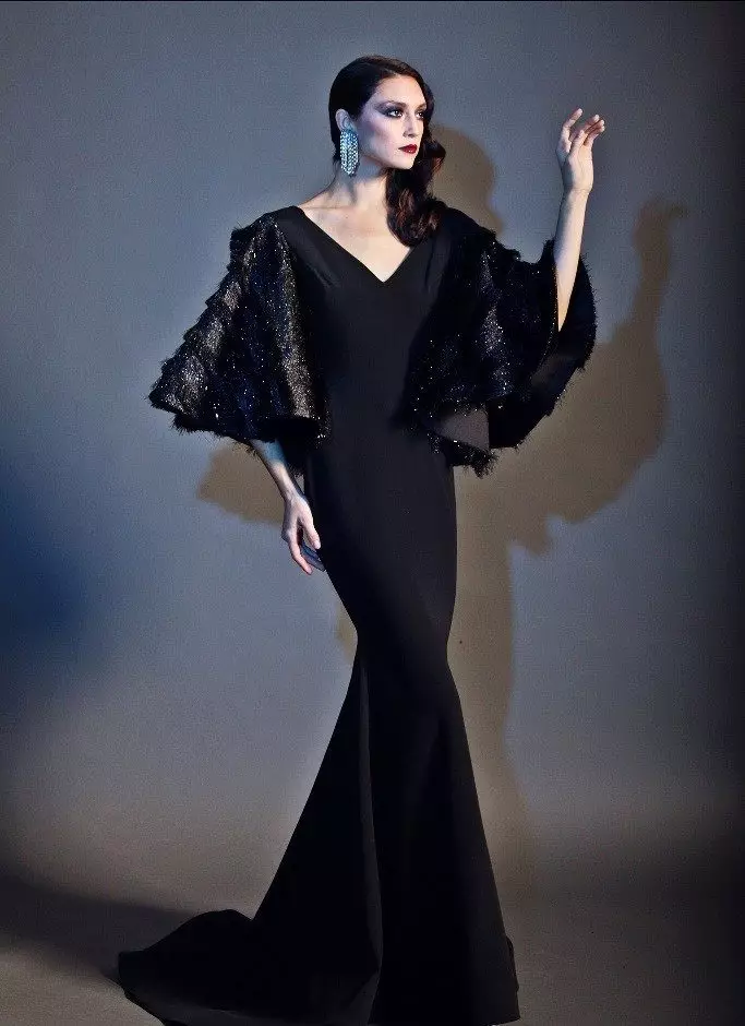 لباس شب با آستین سیاه