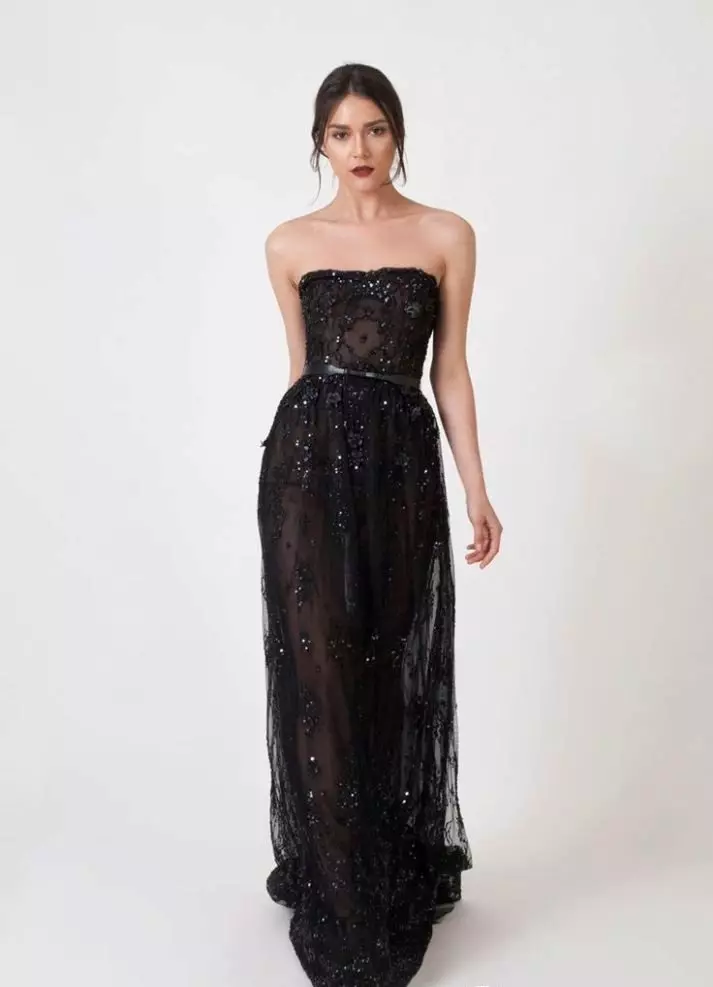 Lacy Transparent Abend Schwarzes Kleid