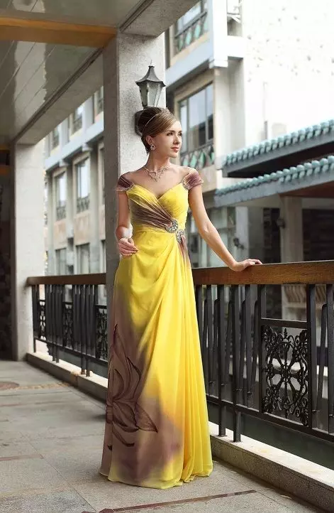 Smeđ-žuta haljina