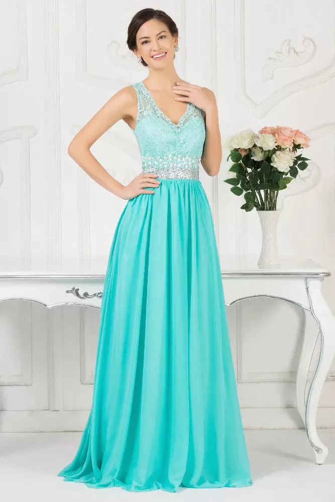 Evening dress turquoise in Greek style