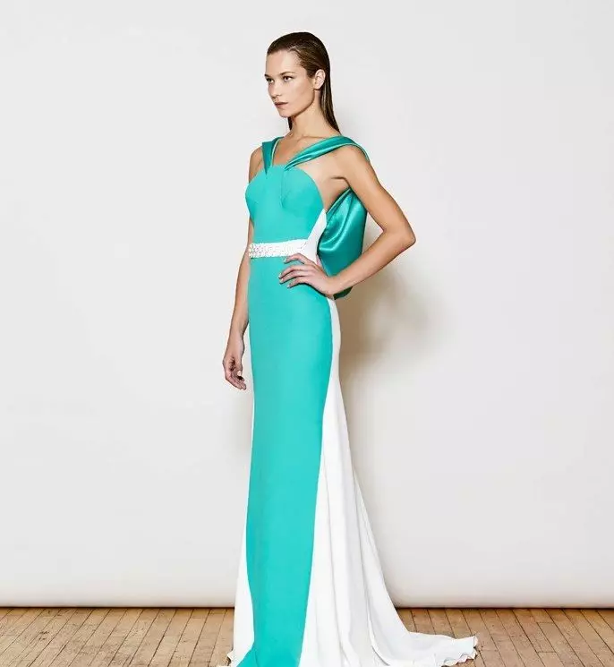 White-Turquoise Evening Dress