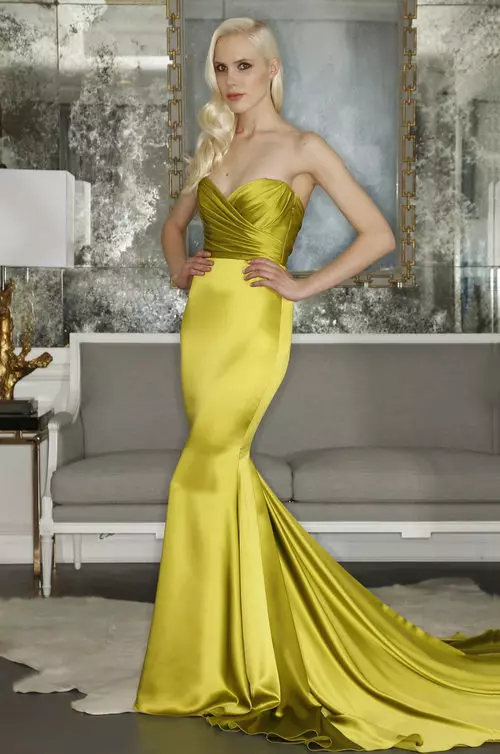 שמלה ערב צהוב בתולת ים עם וילונות
