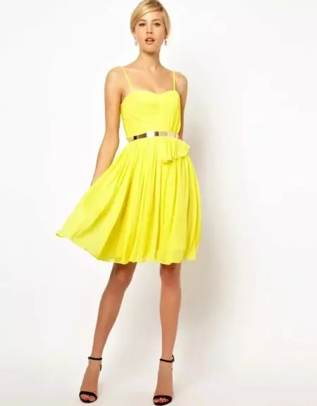 שמלת ערב צהובה קצרה