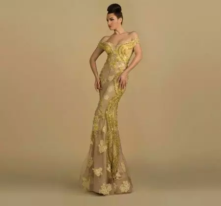 דפוס צהוב על שמלה מבוססת בז '