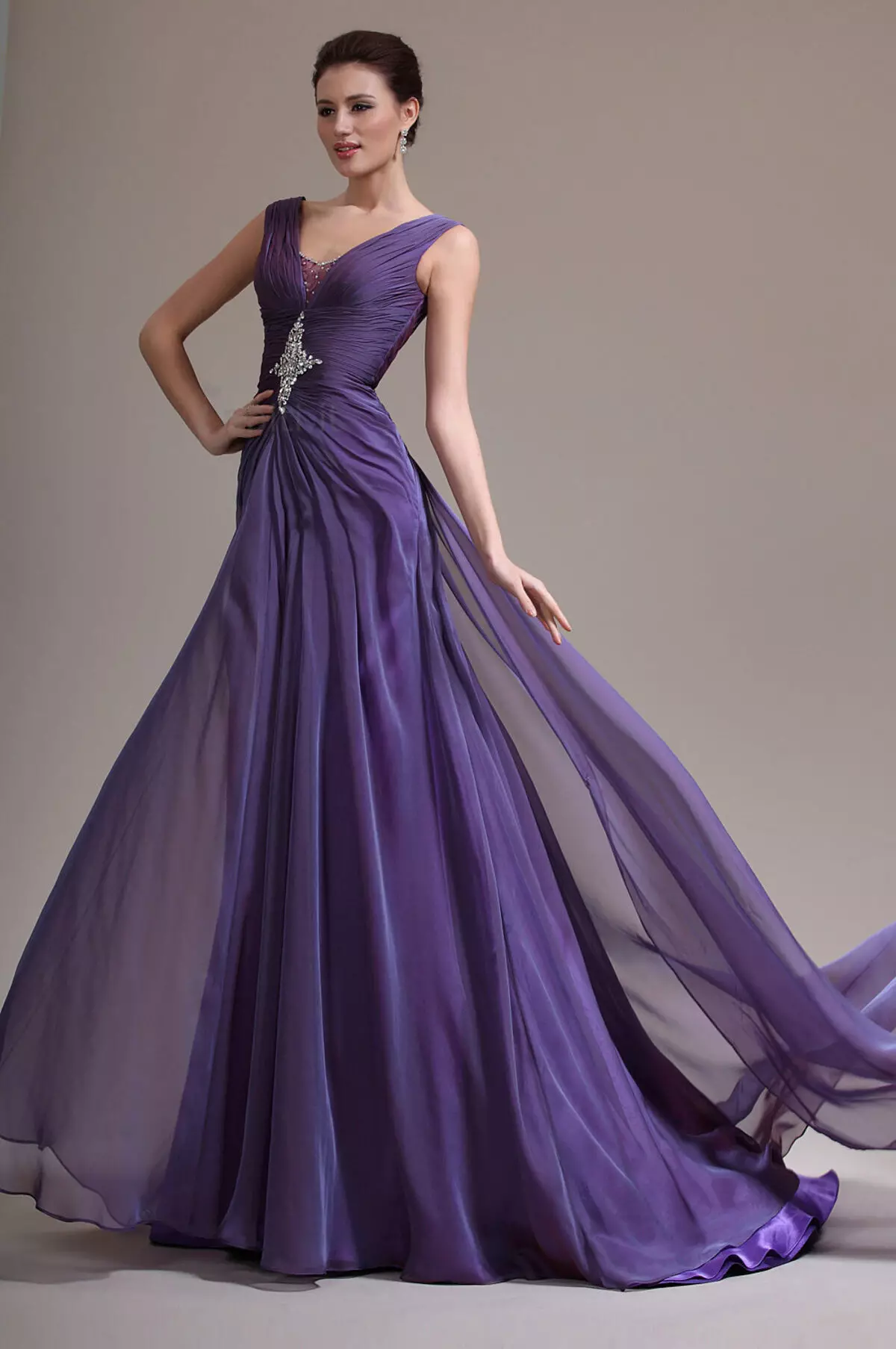 Purple Evening Dress Flying