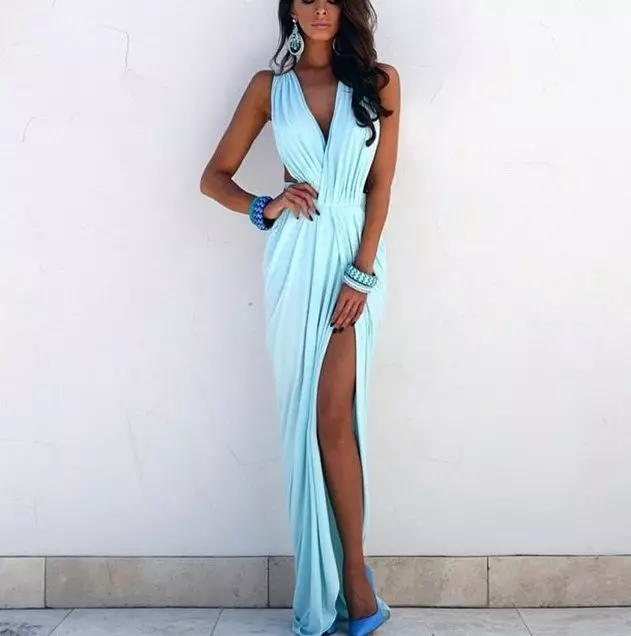 Blå lang kjole