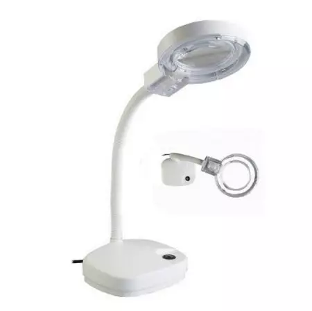 Lamps Cosmetology-Magnifiers: Për llambat e dyshemesë manikyr në një trekëmbësh dhe të tjerët për kozmetologë, kozmetikë me backlight dhe pa 4139_18