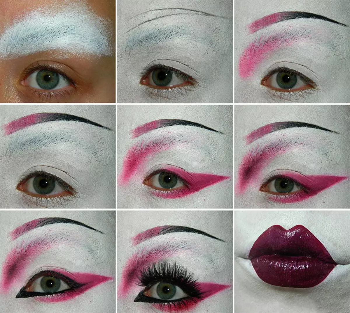 Make-up v štýle japonskej Geisha (54 fotografií): Ako urobiť jednoduchú Meycap doma? Čo na to bude potrebné? Krásne príklady 4202_51