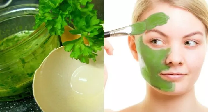 Parsley for the face: whitening mask from pigment spots at home, ice with a juice from wrinkles around the eyes, reviews 4229_2