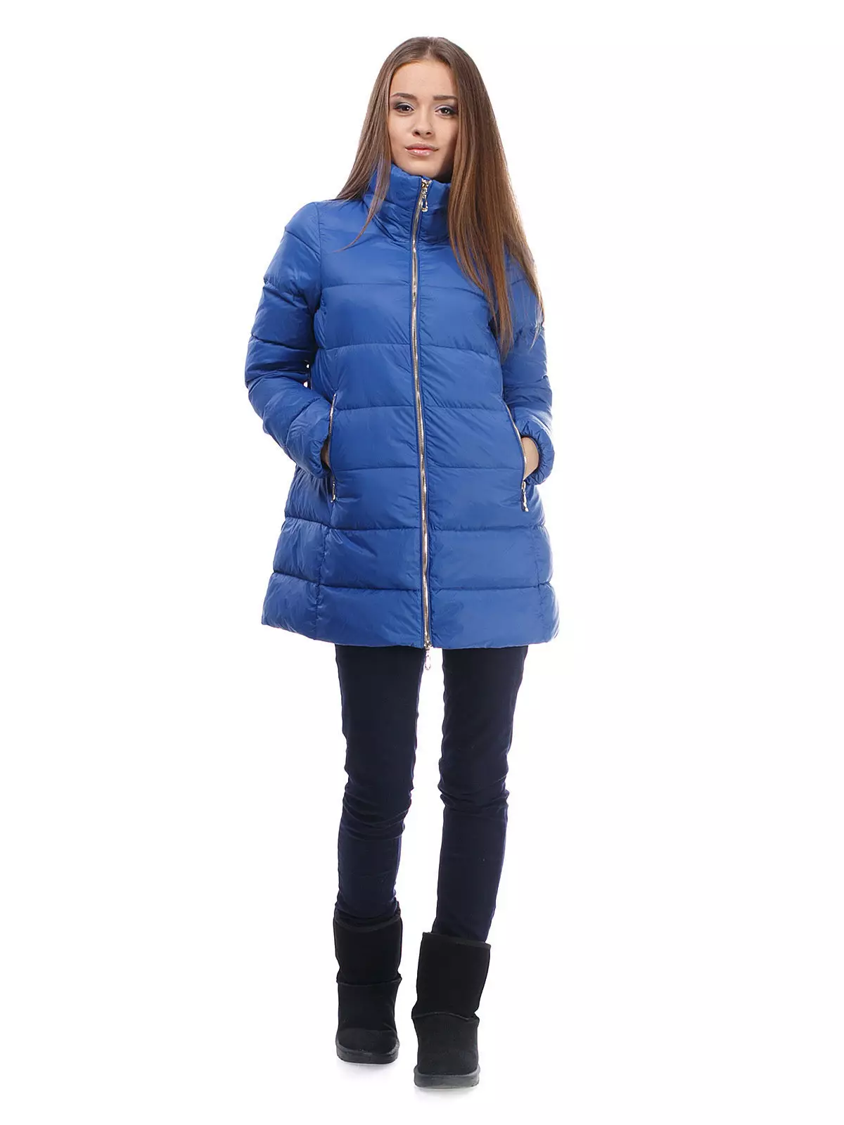 ブルージャケット（50枚の写真）：女性のモデル、身に着けている、ダークブルーのジャケット 426_45