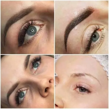 powdered eyebrows (59 ຮູບ): ສິ່ງທີ່ກໍາລັງສີດພົ່ນແລະ nanoscient, tattoo ສີຄີມກ່ອນແລະຫຼັງ, ການທົບທວນຄືນ 4285_19