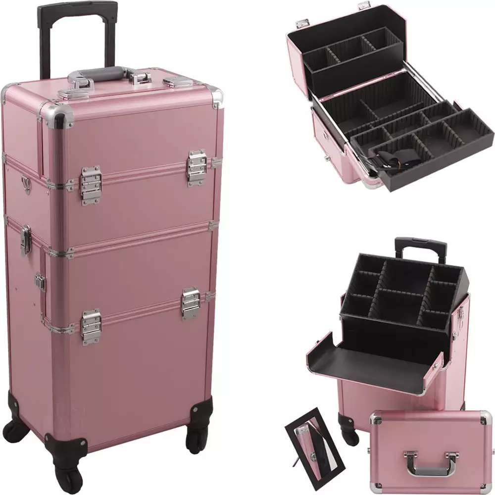 化粧品のケース（60枚）：車輪の上のスーツケース、バッグや他の美容化粧品の保管。 PROFESSIONAL化粧品ケースのCHOICE 4364_16