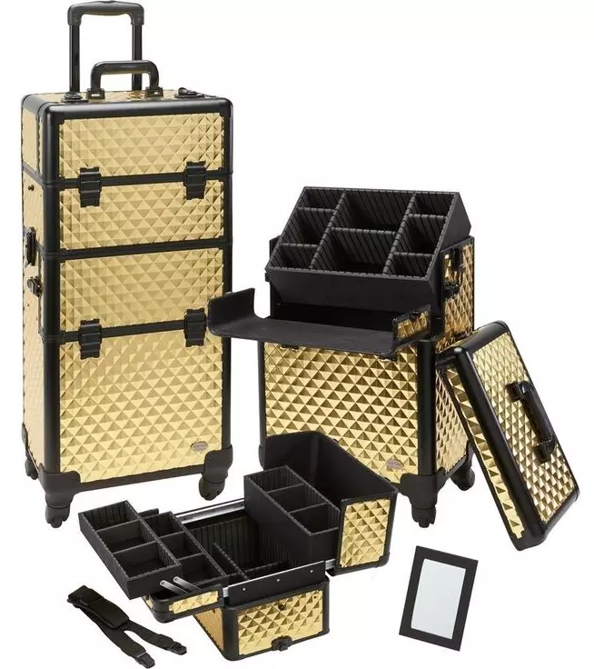 化粧品のケース（60枚）：車輪の上のスーツケース、バッグや他の美容化粧品の保管。 PROFESSIONAL化粧品ケースのCHOICE 4364_31