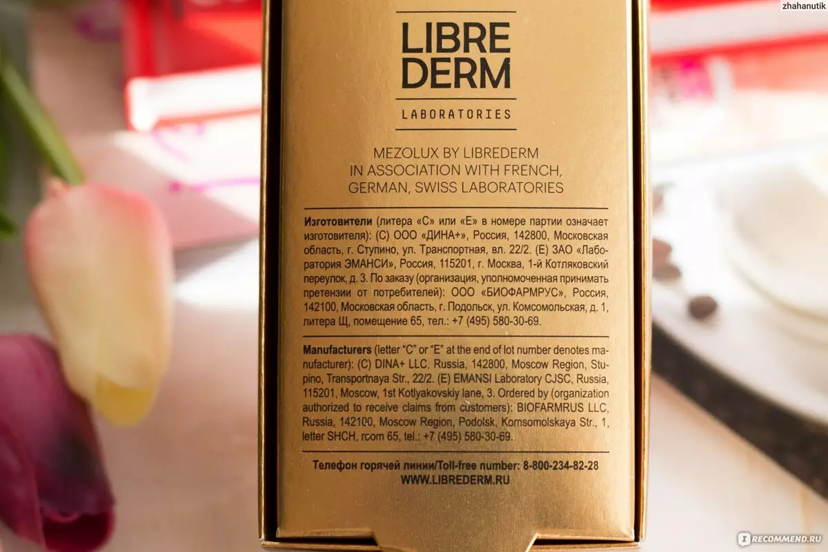 Librederm Cosmetics: επιλογή κεφαλαίων ανά ηλικία για πρόσωπο με υαλουρονικό οξύ και άλλα προϊόντα. Κριτικές για Cosmetologists και αγοραστές 4395_9