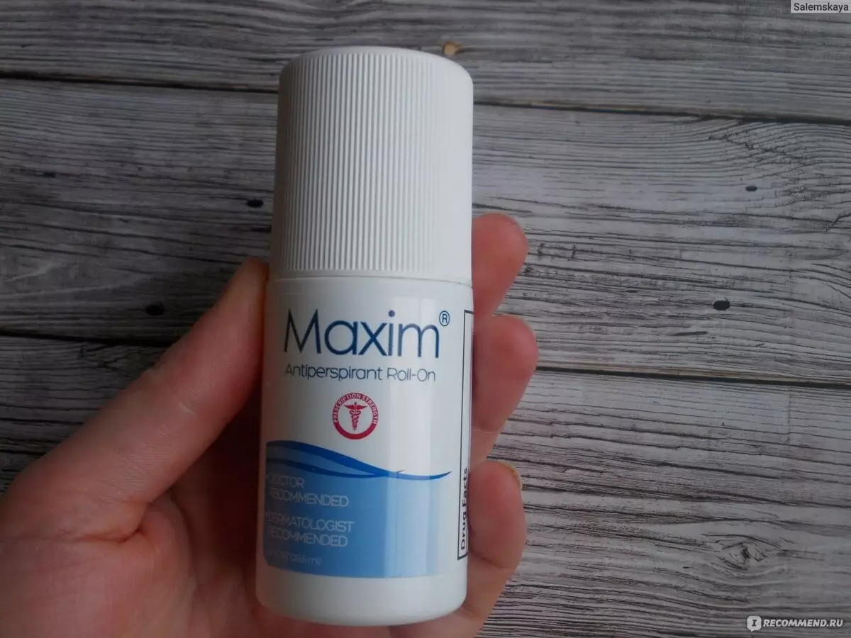 Maxim dezodorans: sastav antiperspiranta i uputa za njegovu uporabu, pregledava liječnike 4660_4