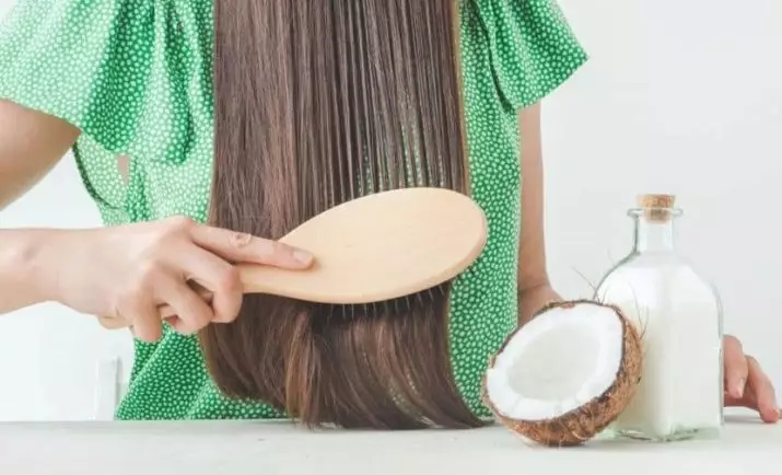 Olja za nasvete za lase: kokos iz sekvenčnih koncev in kozmetičnega ricinusovega olja za vlago. Kaj je boljše olje? 4727_16