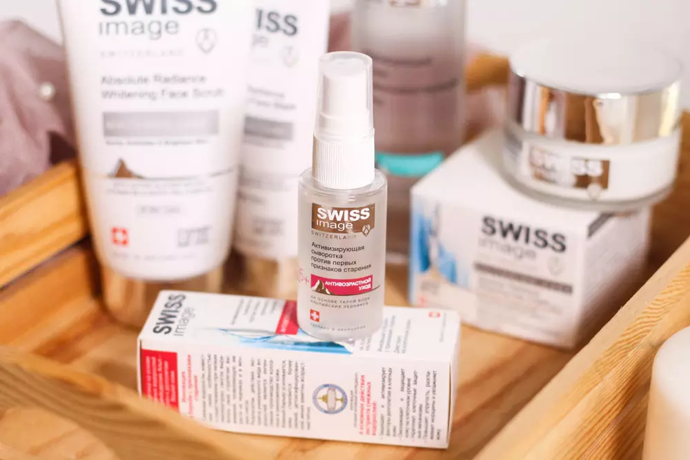 Gambar Kosmetik Swiss: Garis Produk. Kita milih krim saka perusahaan Swiss, ulasan ulasan saka kosmetik 4884_3