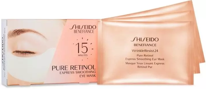 Patches Shiseido: პატჩები თვალისთვის Retinol Benuniance Wrinkleresist24 და მიმოხილვა სხვა პროდუქტები. შეფასება 4994_20