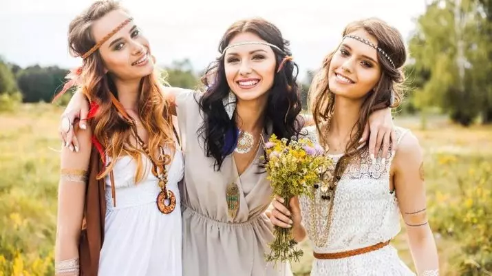 Hippie Hairstyles (44 Foto): Potongan rambut wanita dan pria, gaya biasa untuk kehidupan sehari-hari dan kepang. Ornamen rambut 5077_31