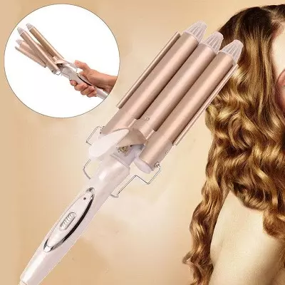 Triple Curls (50 gambar): Memilih forseps untuk gelombang keriting rambut. Dewal Miniwave Claw untuk gelombang dan Leben Styler dengan tiga tong, pilihan lain. Ulasan 5098_2