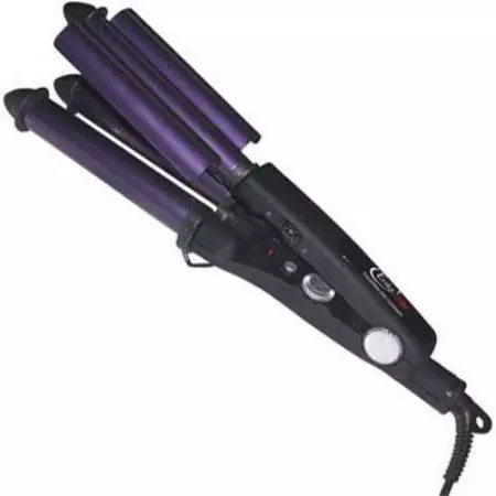 Triple curls (50 photos): Choosing forceps for hair curling waves. Dewal Miniwave Claw for Waves and Leben Styler with Three Tongs, Other options. Reviews 5098_30