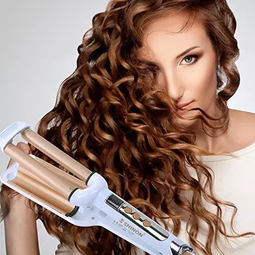 Curls Triple (50 ảnh): Chọn kẹp cho sóng uốn tóc. Swal Miniwave Claw cho sóng và Leben Styler với ba kẹp, các tùy chọn khác. Đánh giá 5098_39