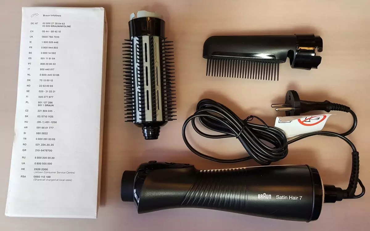 Braun hairdryer: review ngeunaan hairdryers ku puteran nozzle-sisir jeung ferry 5113_17