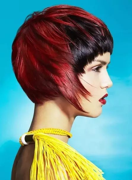 Kırmızı-Siyah Saç (50 Fotoğraf): Kırmızı renkte teller, kısa saç kesimi ve uzun saçlar için güzel bir tonu olan tonları 5129_2
