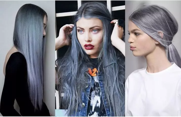 Cor do cabelo gris (91 fotos): sombras grises escuras e grises claras, manchas de pelo curto con raíces escuras. Como conseguir o ton desexado? Quen vai cor? 5135_12