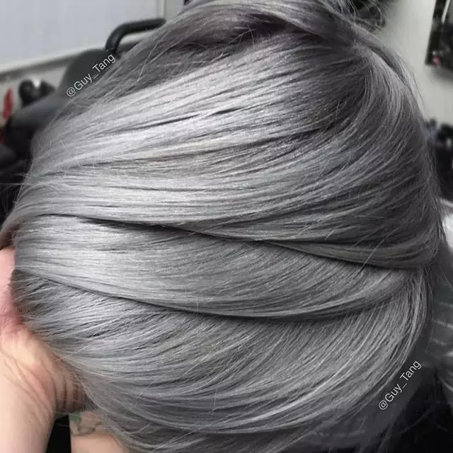 اسٹیل بالوں کا رنگ (42 تصاویر): سٹیل گورا اور دوسرے رنگوں، مختصر اور طویل strands کے سٹیننگ کی خصوصیات 5148_41