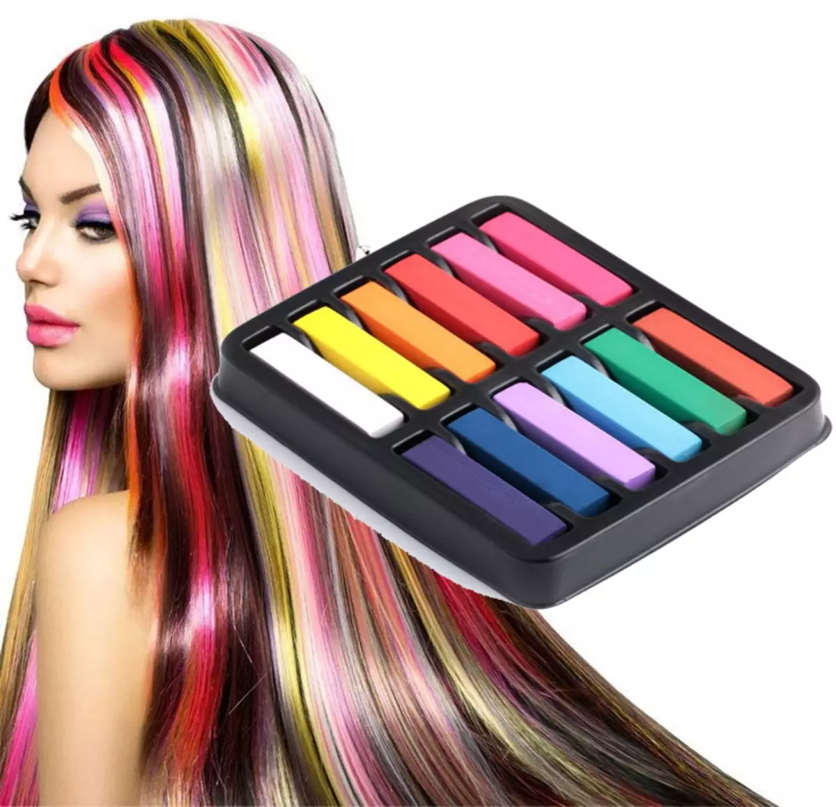 Crayons for coloring hair pros and cons of temporary staining. How to paint the strands of wax crayons at home? 5251_3