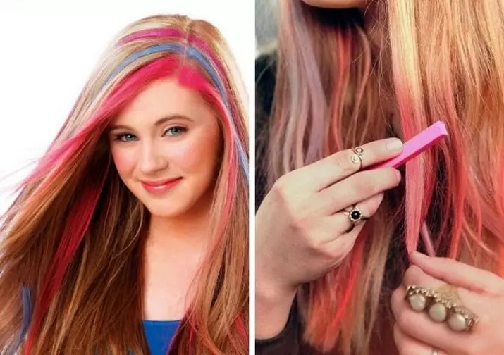 Crayons for coloring hair pros and cons of temporary staining. How to paint the strands of wax crayons at home? 5251_8