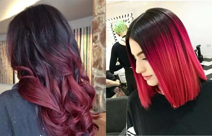 Ruby haarkleur (28 foto's): Dark en andere tinten van robijnrode kleur, haar kleuring subtiliteiten in deze kleur 5280_7