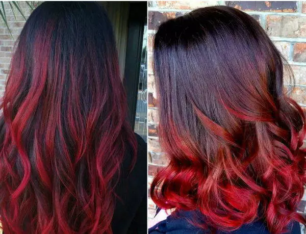 Ruby Barva las (28 fotografij): Temne in druge odtenke Ruby Barva, lasje lasje iz tarčkov 5280_8