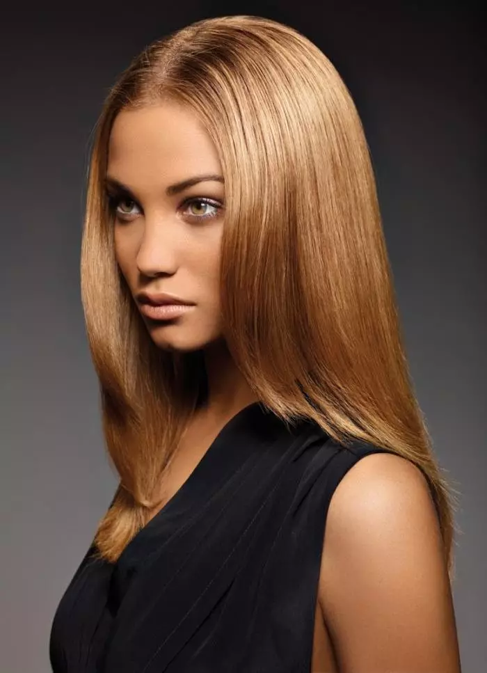 Warna Rambut Caramel (95 foto): Sapa Caramel? Caramel-blond, susu caramel lan cat liyane. Pilihan kanggo mata coklat lan rambut cendhak 5293_53