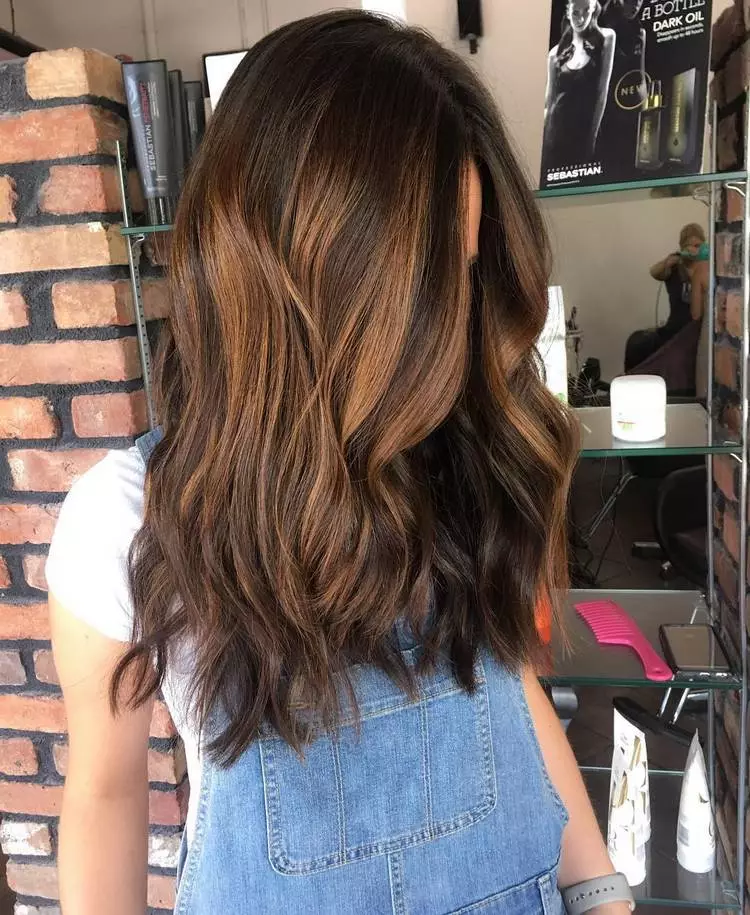 Warna Rambut Caramel (95 foto): Sapa Caramel? Caramel-blond, susu caramel lan cat liyane. Pilihan kanggo mata coklat lan rambut cendhak 5293_71