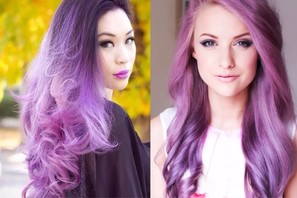 Cor do cabelo en directo (24 fotos): Quen son as sombras de Lilac? Como pintar correctamente o cabelo nunha cor Lilac? 5306_3