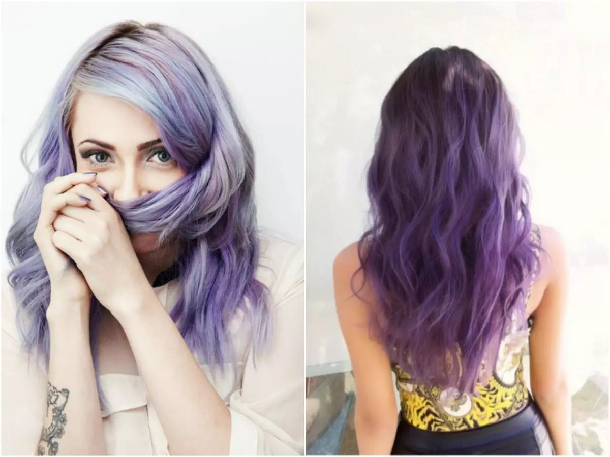 紫色的头发（84张照片）：丁香和其他色调，棕色紫色，蓝紫色等颜色的金色股 5343_10